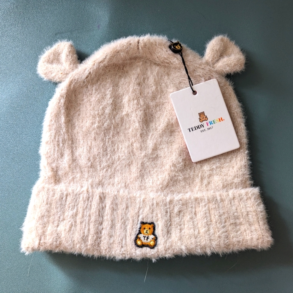 TF fuzzy bear ear beanie